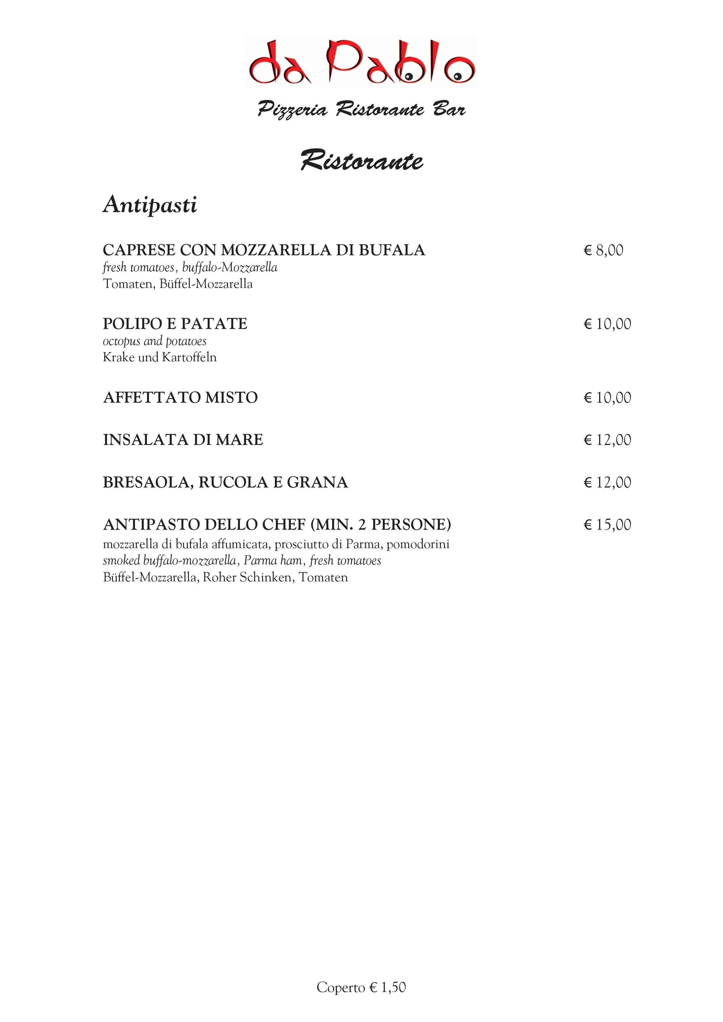 Menu Antipasti