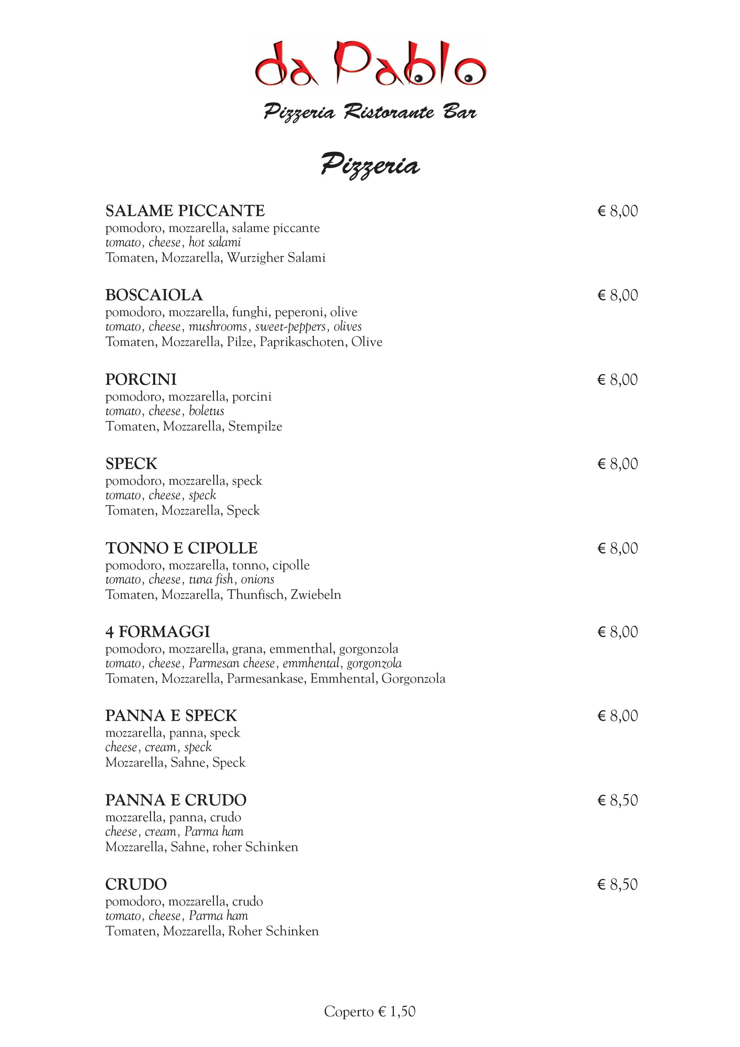 Menu Pizzeria 3