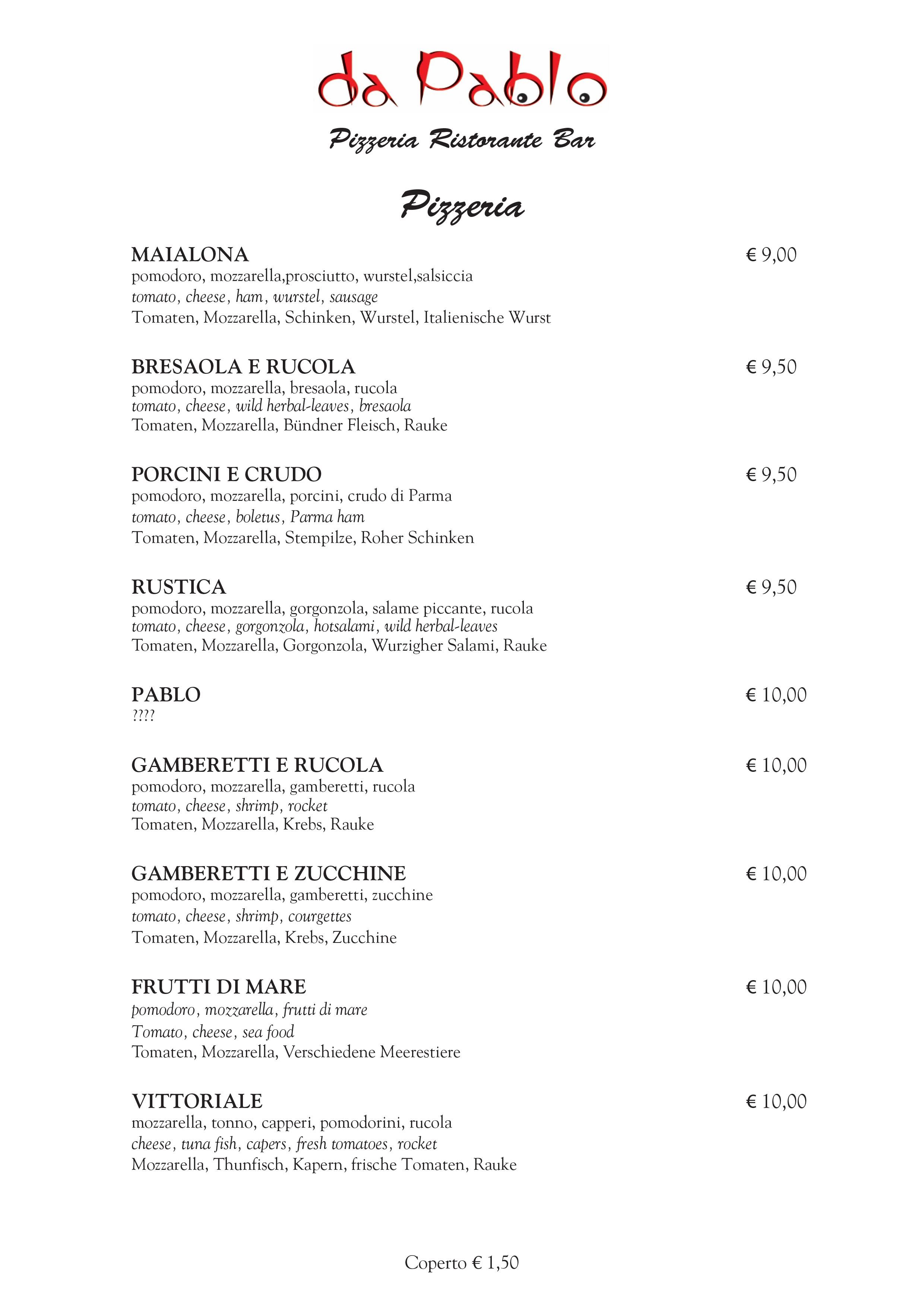 Menu Pizzeria 5